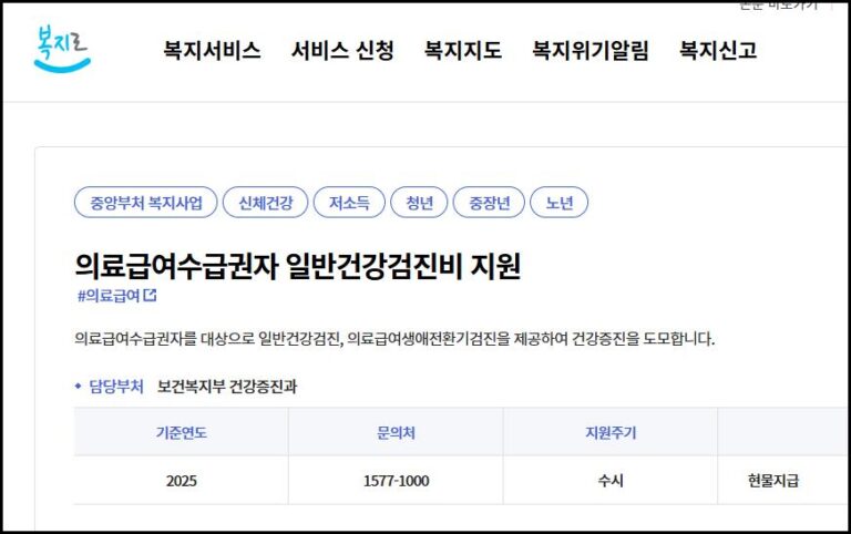 의료급여수급권자, 일반건강검진, 건강검진비 지원, 신청방법, 지원금액, 신청시기, 국가건강검진