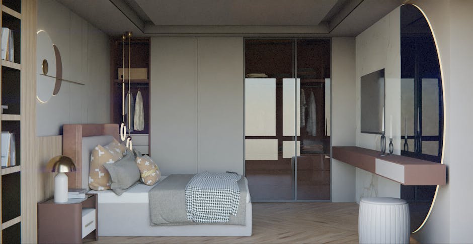 Chic and minimalist bedroom with contemporary design in Uşak, showcasing elegant furnishings.