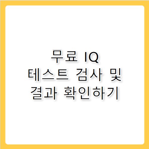 IQ 테스트 무료 검사 및 아이큐 결과 정확도 확인