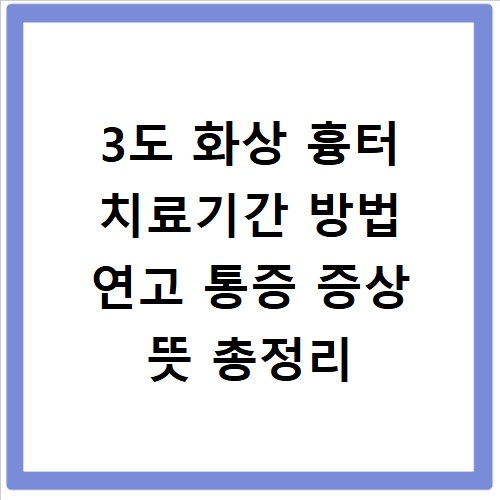 3도 화상 흉터 치료기간 방법 연고 통증 증상 뜻 총정리
