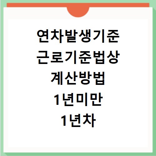 연차발생기준 근로기준법상 계산방법 1년미만 1년차 3년이상 연차 발생 갯수