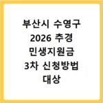 부산시 수영구 2026 추경 민생지원금 3차 신청방법 대상 기간 바로가기