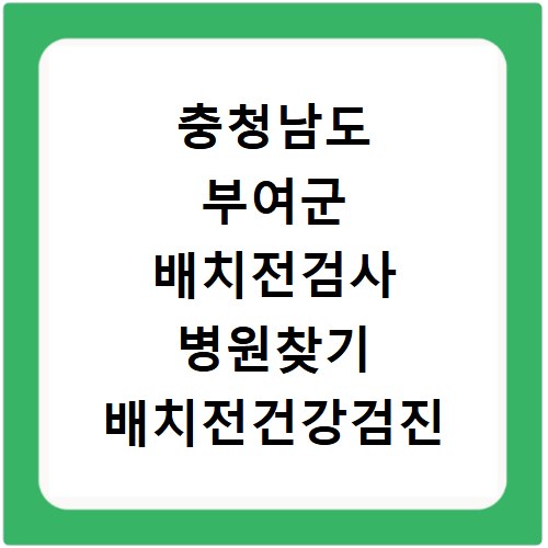 충청남도 부여군 배치전검사 병원찾기 배치전건강검진 항목 비용조회