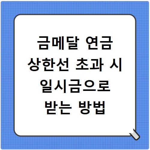 금메달 연금 상한선 초과 시 일시금으로 받는 방법