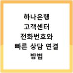 하나은행 고객센터 전화번호와 빠른 상담 연결 방법