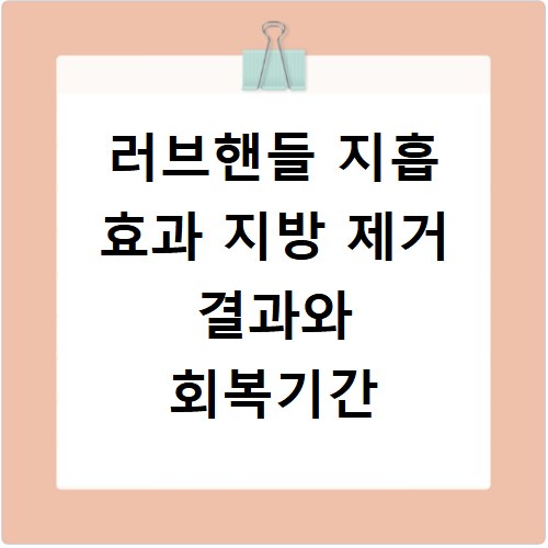 러브핸들 지흡 효과 지방 제거 결과와 회복기간
