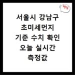 서울시 강남구 초미세먼지 기준 수치 확인 오늘 실시간 측정값 확인하기