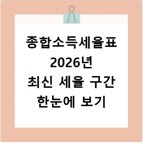 종합소득세율표 2026년 최신 세율 구간 한눈에 보기