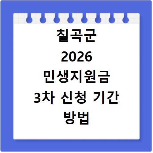 칠곡군 2026 민생지원금 3차 신청 기간 방법 총정리