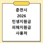 춘천시 2026 민생지원금 피해지원금 사용처 총정리