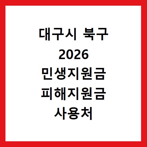 대구시 북구 2026 민생지원금 피해지원금 사용처 총정리