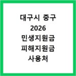 대구시 중구 2026 민생지원금 피해지원금 사용처 총정리