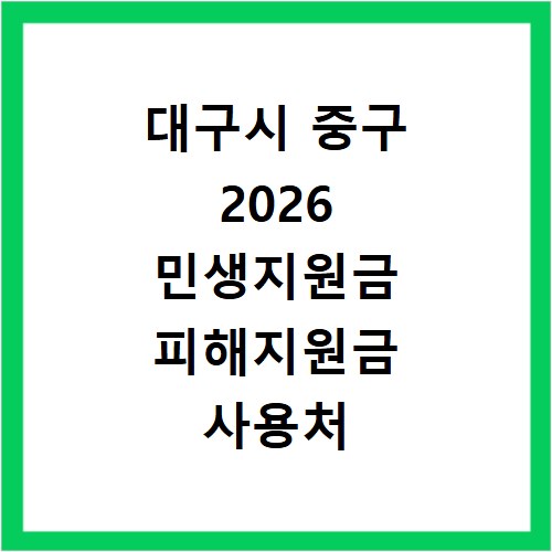 대구시 중구 2026 민생지원금 피해지원금 사용처 총정리