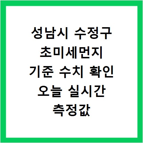 성남시 수정구 초미세먼지 기준 수치 확인 오늘 실시간 측정값 확인하기