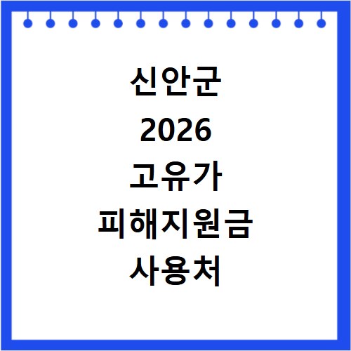 신안군 2026 고유가 피해지원금 사용처 총정리