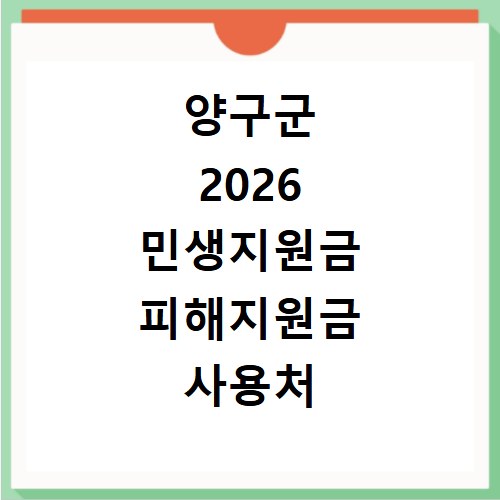 양구군 2026 민생지원금 피해지원금 사용처 총정리