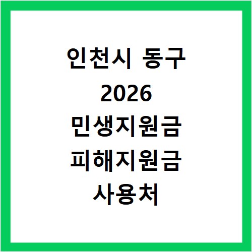 인천시 동구 2026 민생지원금 피해지원금 사용처 총정리