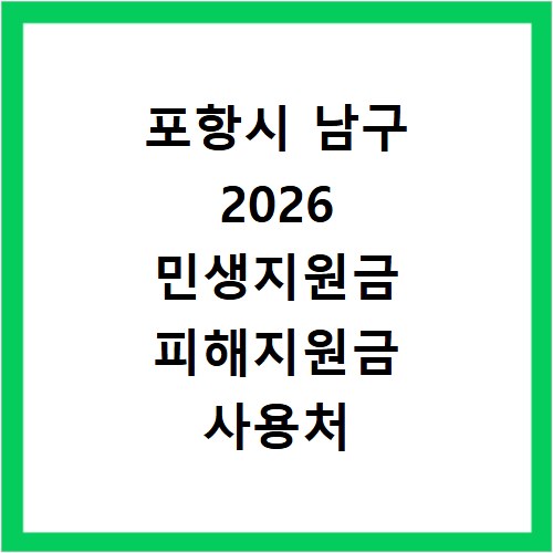 포항시 남구 2026 민생지원금 피해지원금 사용처 총정리