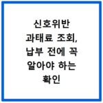 신호위반 과태료 조회, 납부 전에 꼭 알아야 하는 확인 방법