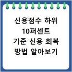 신용점수 하위 10퍼센트 기준 신용 회복 방법 알아보기