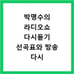 박명수의 라디오쇼 다시듣기 선곡표와 방송 다시 보는 방법