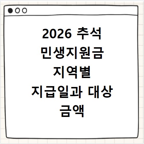 2026 추석 민생지원금 지역별 지급일과 대상 금액 확인하기