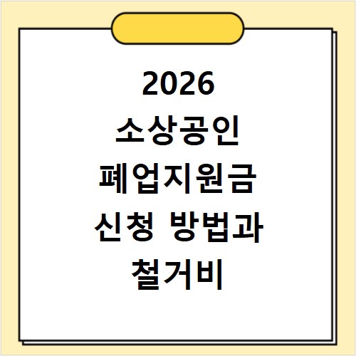 2026 소상공인 폐업지원금 신청 방법과 철거비 지원 조건 및 서류 정리