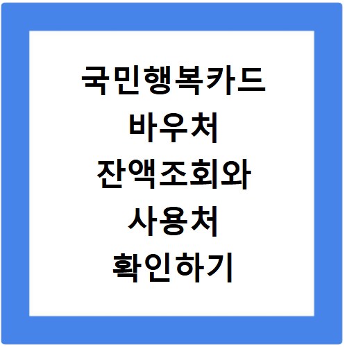 국민행복카드 바우처 잔액조회와 사용처 확인하기