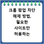 크롬 팝업 차단 해제 방법, 필요한 사이트만 허용하는 방법