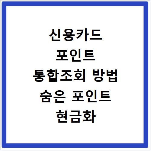 신용카드 포인트 통합조회 방법 숨은 포인트 현금화