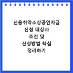 신용취약소상공인자금 신청 대상과 조건 및 신청방법 핵심 정리하기