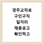 경주교차로 구인구직 일자리 채용공고 확인하고 부동산 정보까지 한눈에 보는 방법
