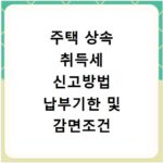 주택 상속 취득세 신고방법 납부기한 및 감면조건