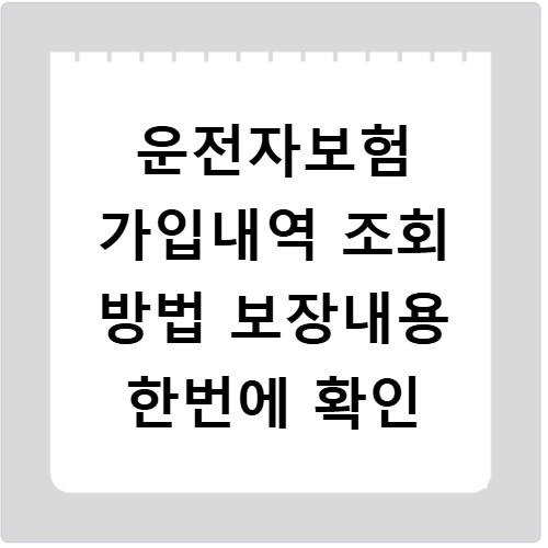 운전자보험 가입내역 조회 방법 보장내용 한번에 확인