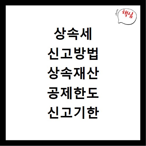 상속세 신고방법 상속재산 공제한도 신고기한 총정리