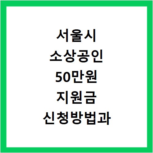 서울시 소상공인 50만원 지원금 신청방법과 대상 조건 확인하기