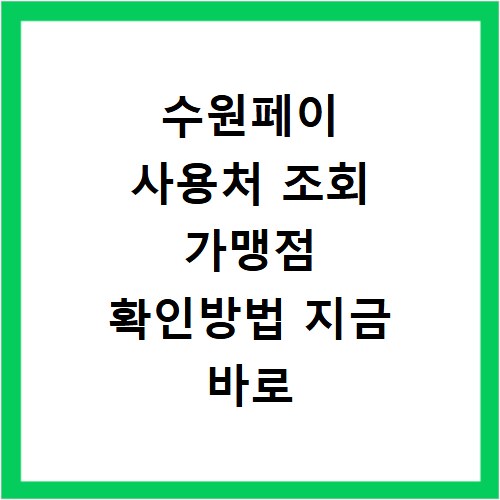 수원페이 사용처 조회 가맹점 확인방법 지금 바로 찾는 가장 쉬운 방법