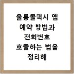 울릉콜택시 앱 예약 방법과 전화번호 호출하는 법을 정리해 드립니다