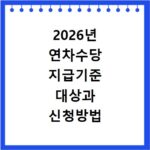 2026년 연차수당 지급기준 대상과 신청방법 확인 방법