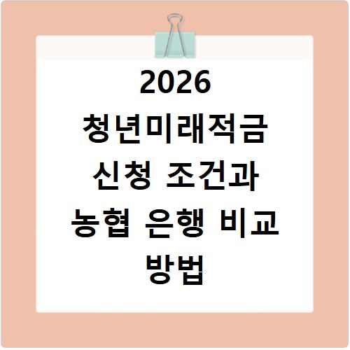 2026 청년미래적금 신청 조건과 농협 은행 비교 방법