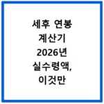 세후 연봉 계산기 2026년 실수령액, 이것만 알면 끝나요