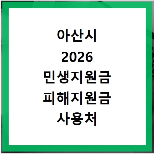아산시 2026 민생지원금 피해지원금 사용처 총정리