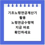 기초노령연금계산기 활용 노령연금수령액 지금 바로 확인하세요