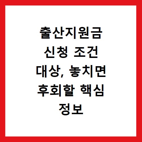 출산지원금 신청 조건 대상, 놓치면 후회할 핵심 정보 총정리