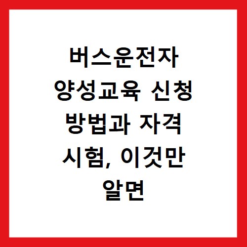 버스운전자 양성교육 신청 방법과 자격 시험, 이것만 알면 끝나요