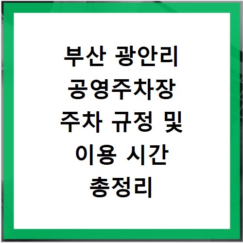 부산 광안리 공영주차장 주차 규정 및 이용 시간 총정리