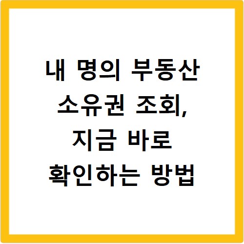 내 명의 부동산 소유권 조회, 지금 바로 확인하는 방법