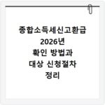 종합소득세신고환급 2026년 확인 방법과 대상 신청절차 정리