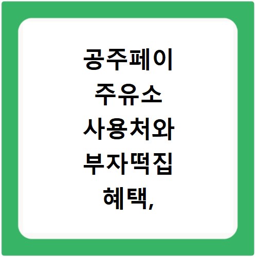 공주페이 주유소 사용처와 부자떡집 혜택, 놓치면 후회할 정보 총정리