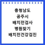 충청남도 공주시 배치전검사 병원찾기 배치전건강검진 항목 비용조회